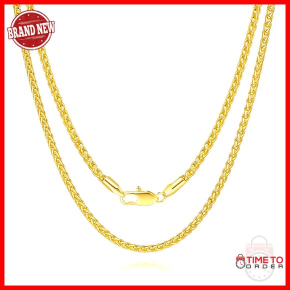 14K Gold Franco Foxtail Chain Necklace 2.5mm Lobster Clasp 16-30in